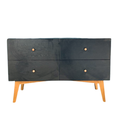 West Elm Black 4 Drawer MCM Style Sideboard or Dresser