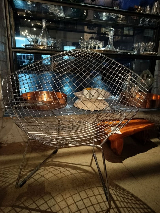 Bertoia Style Diamond Chair in Chrome