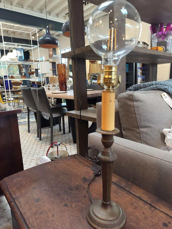 Vintage Brass Table Lamp. Round Eddison Bulb.