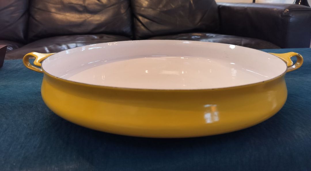 Dansk Vintage Paella Pan in Yellow Enamel