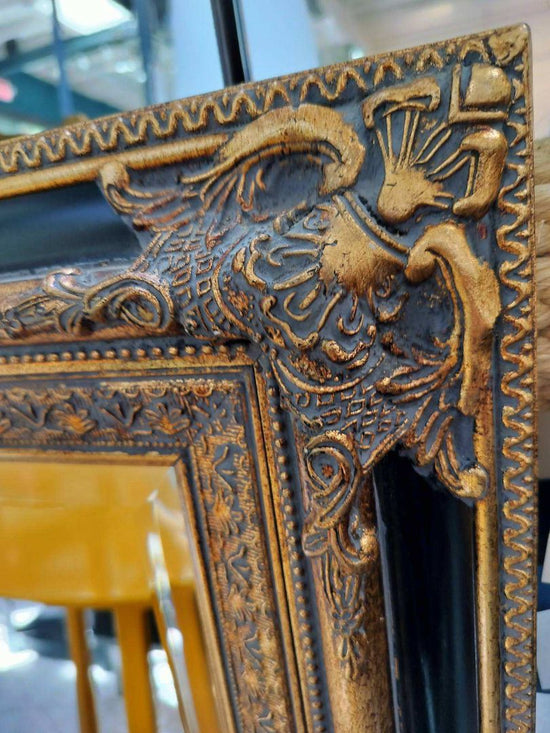 Vintage Black and Gold Gilded Mirror