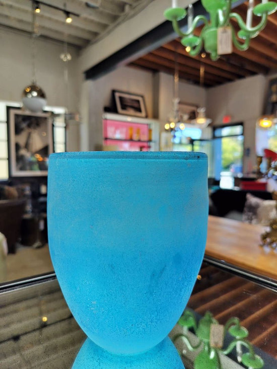 Frosted Coastal Blue Glass Vase