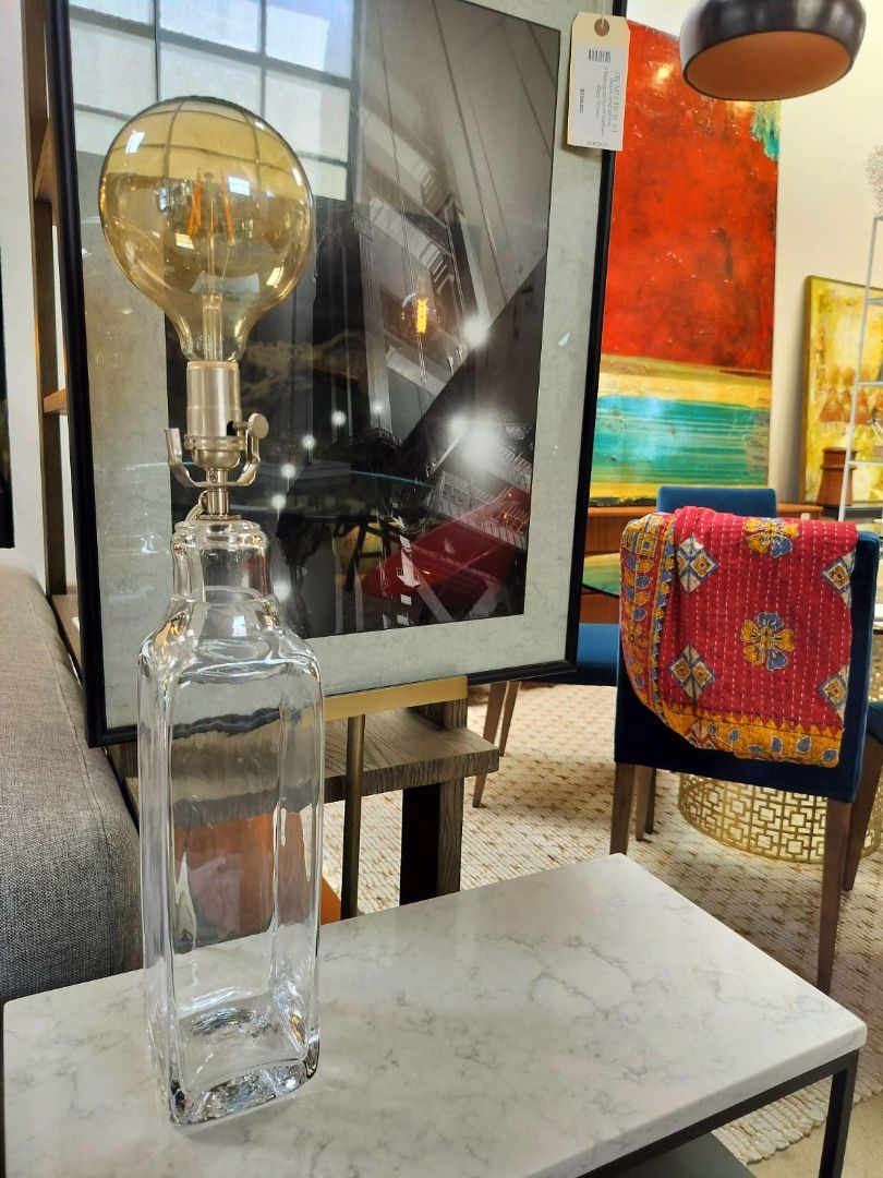 Simon Pearce Hand Blown Clear Glass Table Lamp