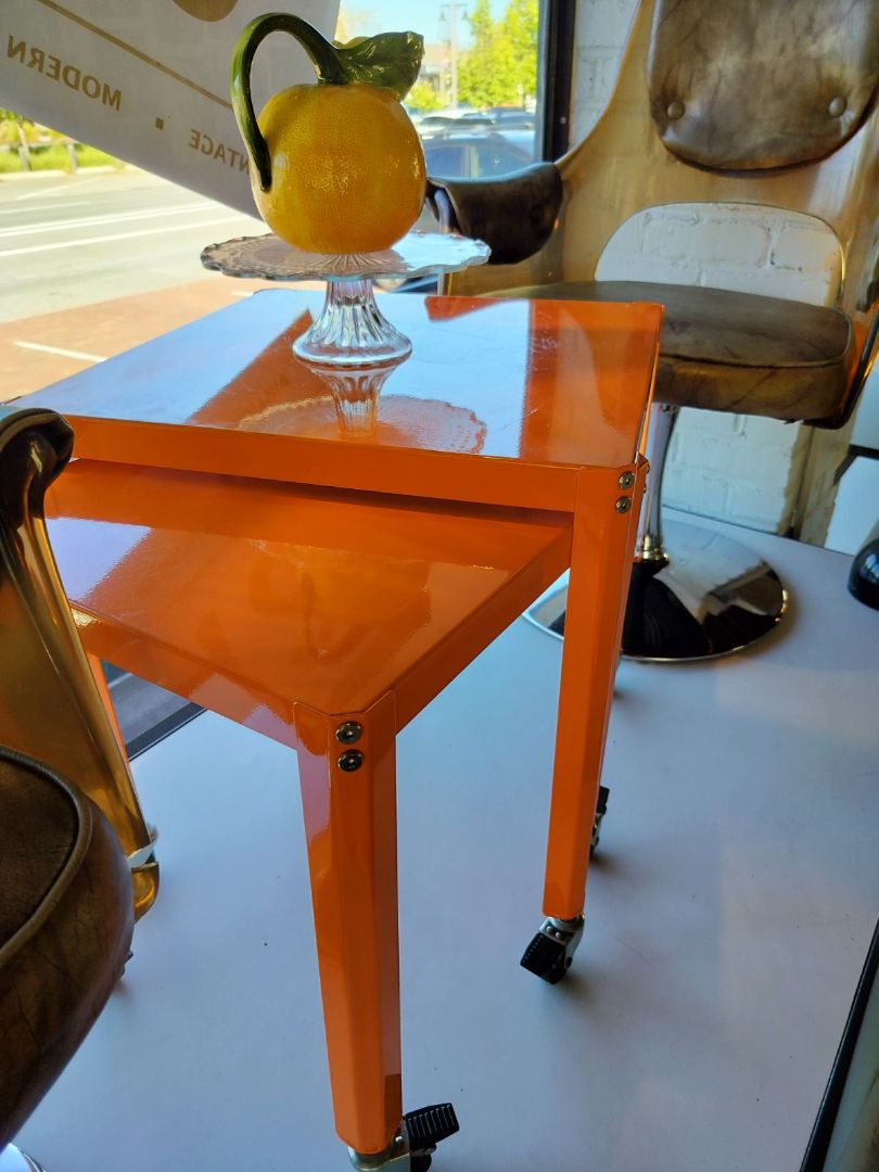 Nesting Powder Coated Steel Tables on Locking Casters.  PAIR