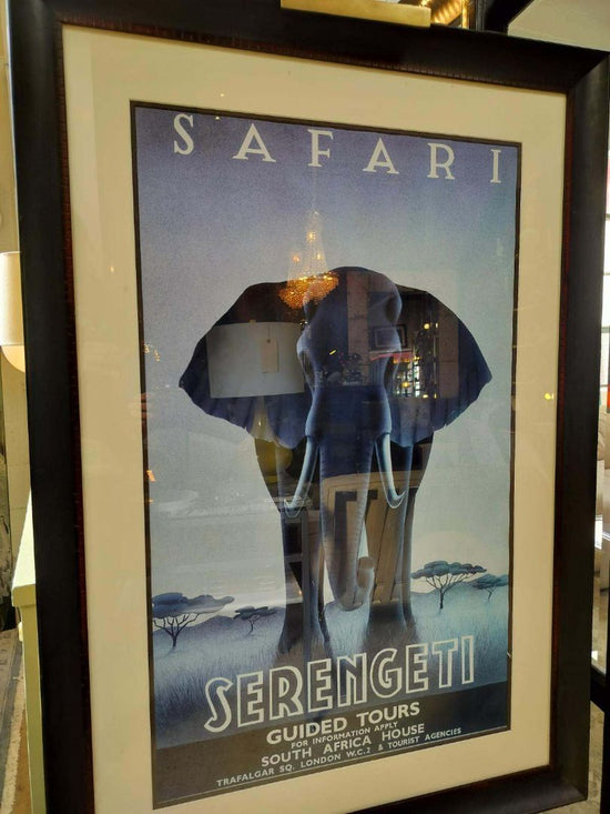 Safari Poster Art (Serengeti Guided Tours). Black Frame.