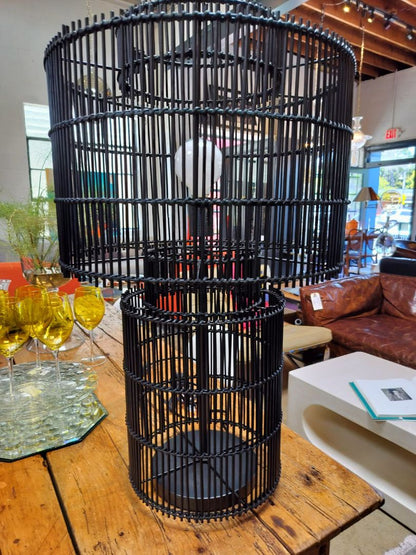 Crate &amp; Barrel Black Wicker Table Lamp by Leanne Ford (New). (Reg. $349)