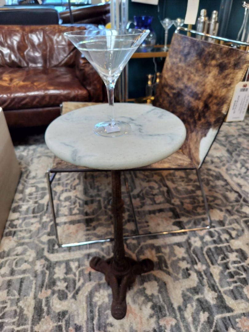 Antique Martini Table Antique Wrought Iron Base &amp; Marble Top