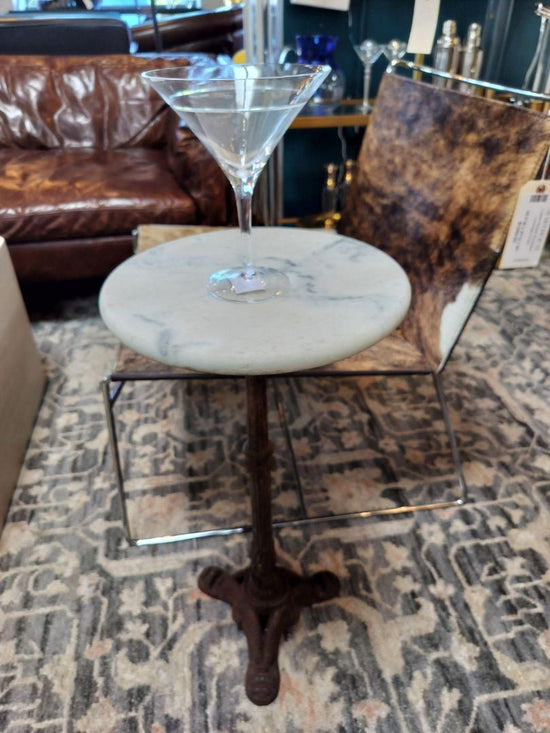 Antique Martini Table Antique Wrought Iron Base & Marble Top