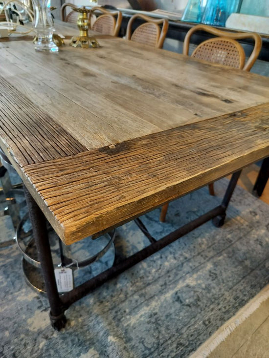 RH Flatiron Table - Reclaimed Wood & Iron Table