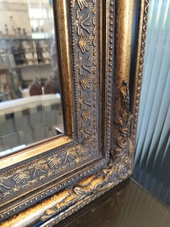 Vintage Rectangular Mirror. Black & Gold.