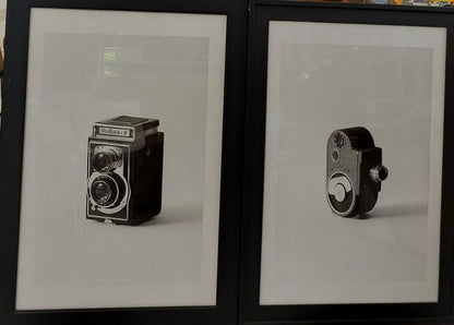 Framed Original Black &amp; White Photo of Vintage Camera