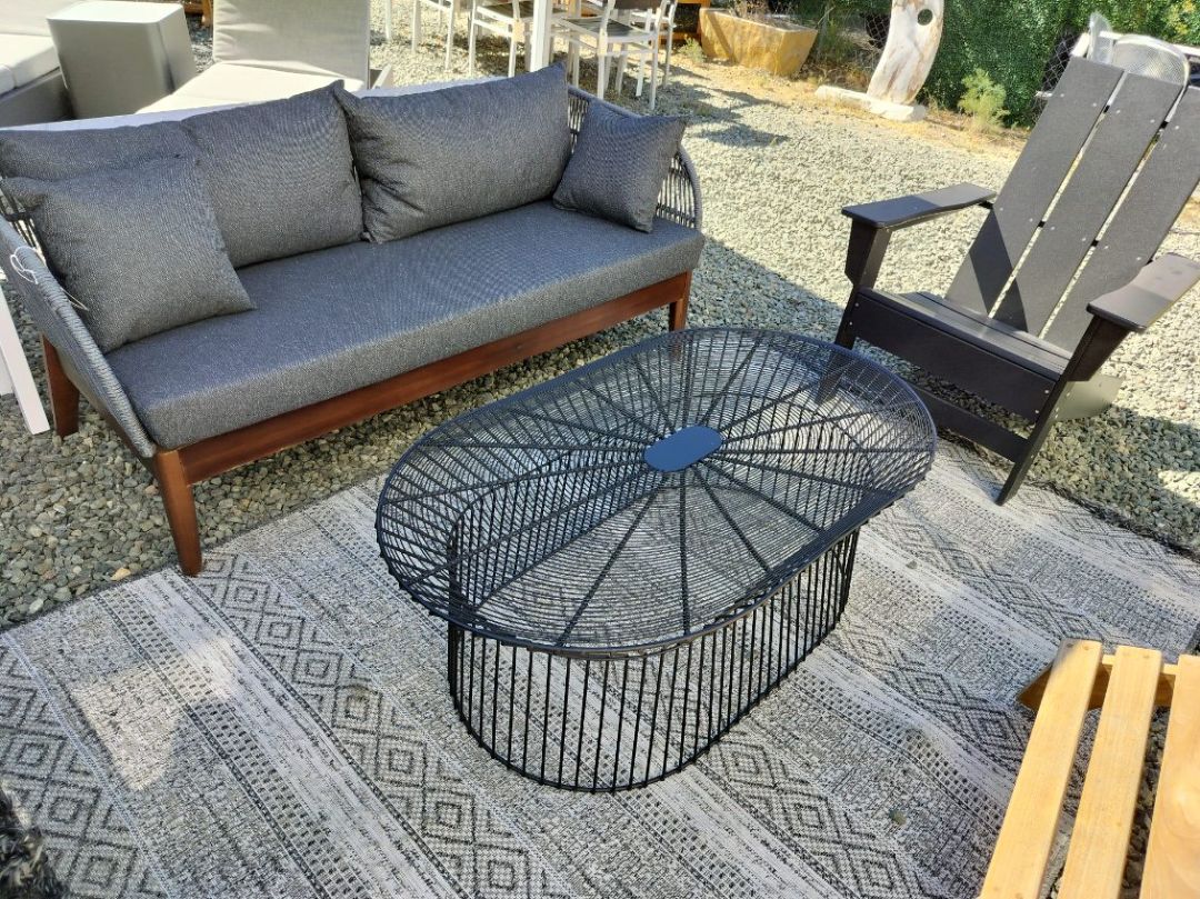 Zeke Oval Black Metal Outdoor Coffee Table