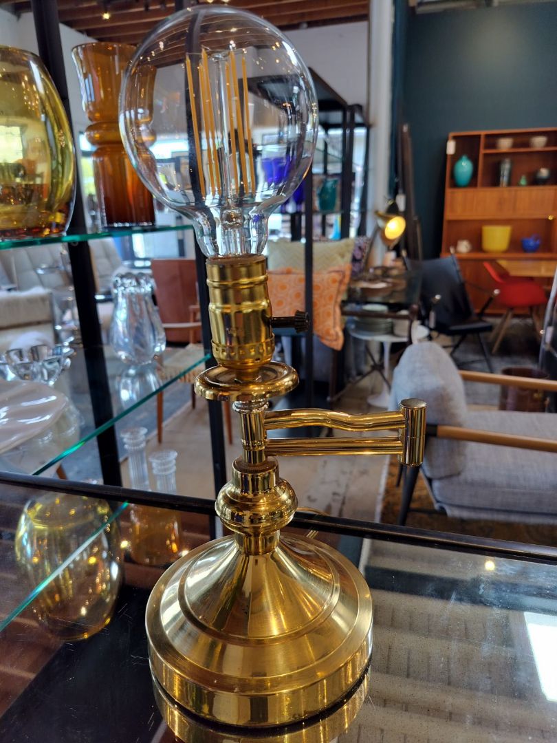 Swing Arm Brass Table Lamp