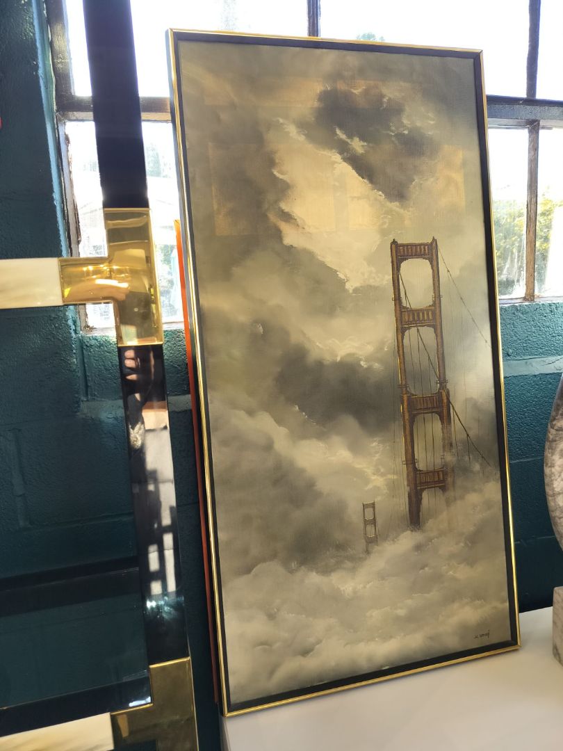 Vintage AI Devens Painting Golden Gate Bridge San Francisco