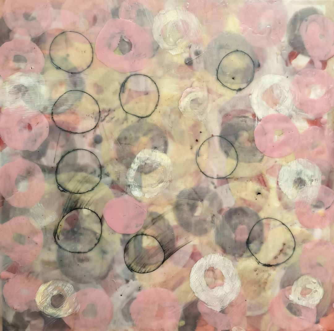 Bubbles and Balls Encaustic by Brigitte McReynolds