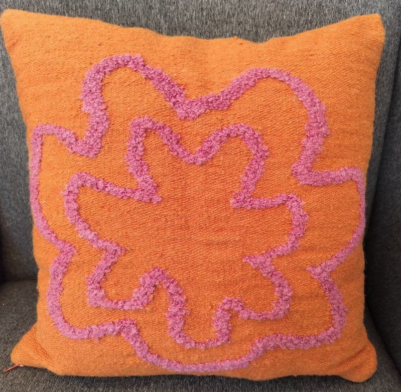 Eco-Terric Alpaca Pillow in Orange &amp; Pink - Showroom Sample. EACH