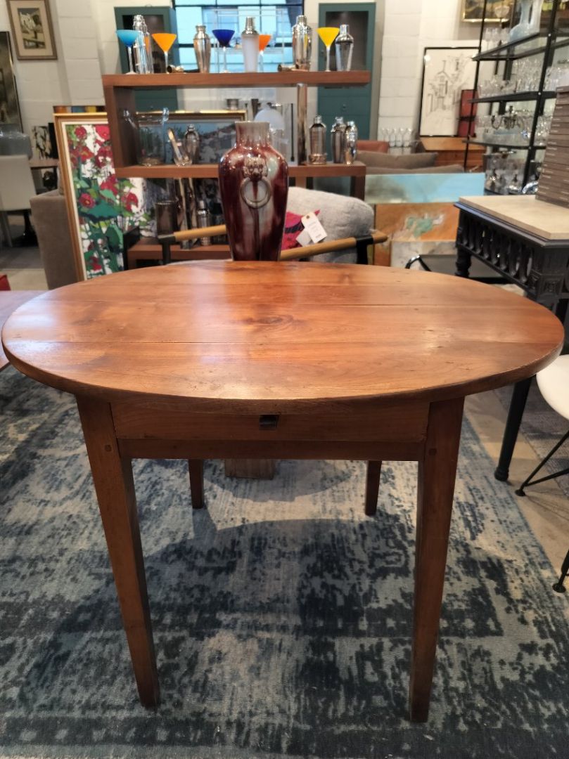 Antique 18th Century French Solid Cherry One Drawer Dinette Table