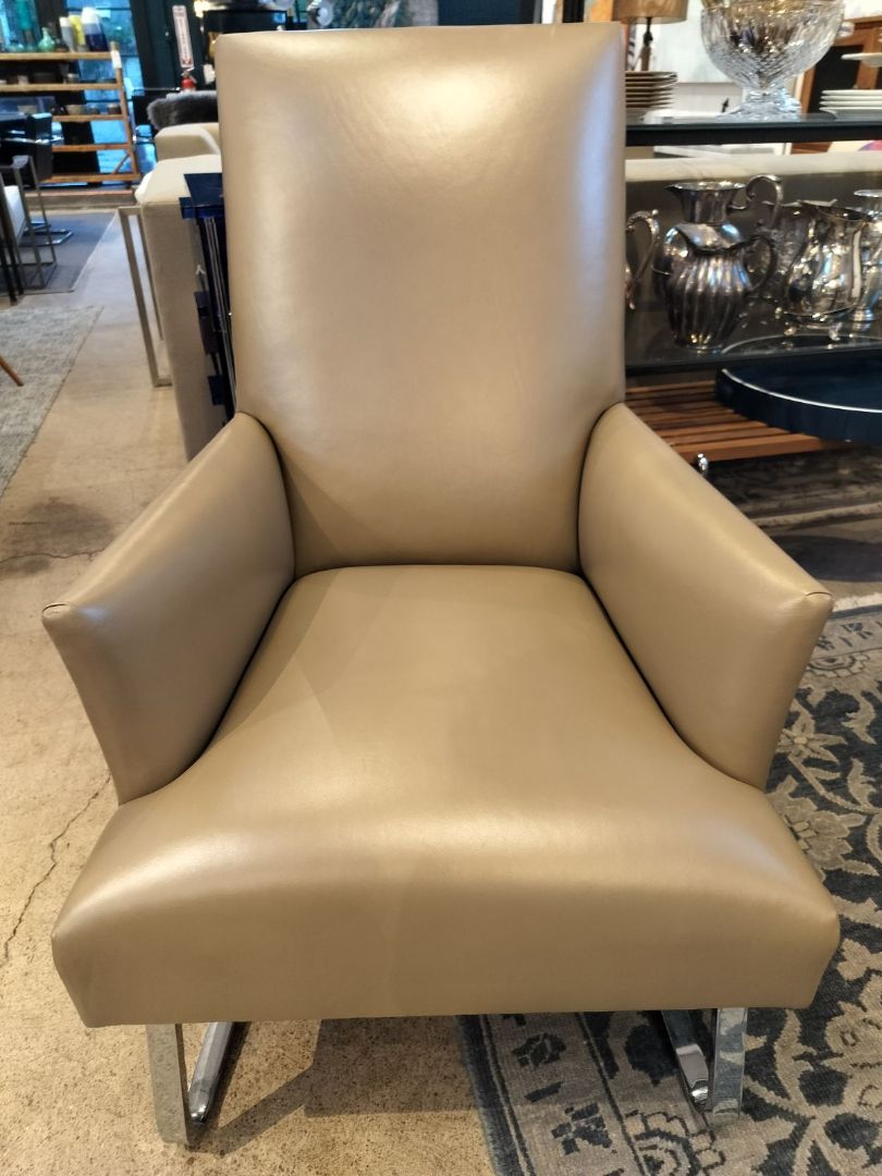 Donghia Odeon Club Chair in Donghia Lucky Leather Platinum