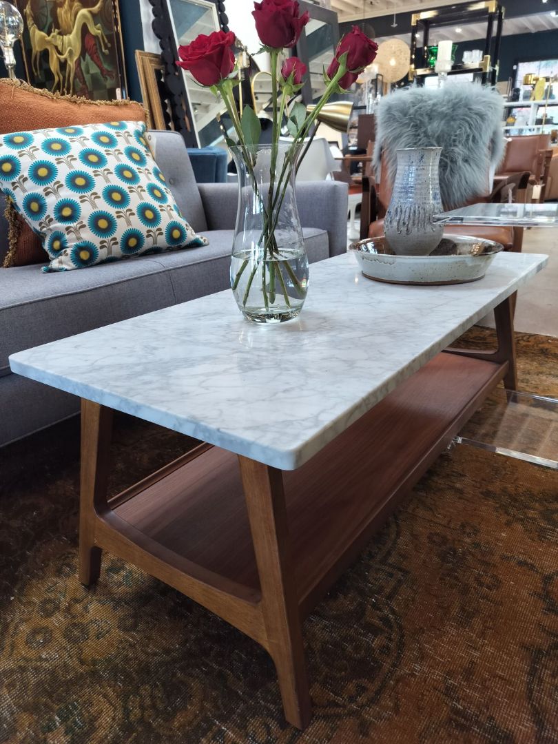 West Elm Reeve Coffee Table with Marble Top