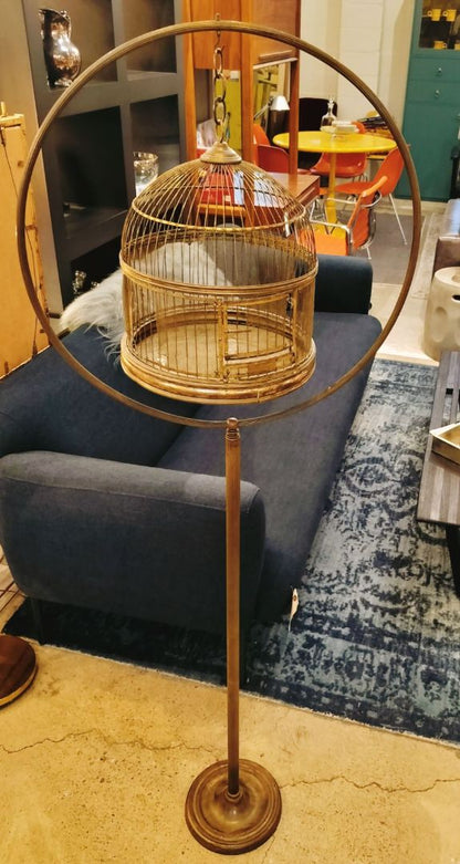 Antique Brass Birdcage with Stand