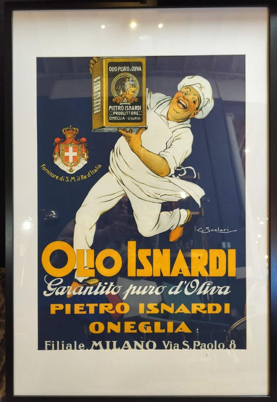 Vintage Olio Isnardi Italian Poster, Framed