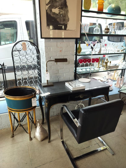 Vintage Black French Desk with Brass details