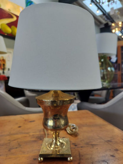 Etched Brass Table Lamp With White Shade