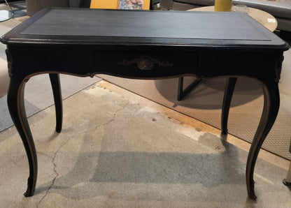 Vintage Black French Desk with Brass details