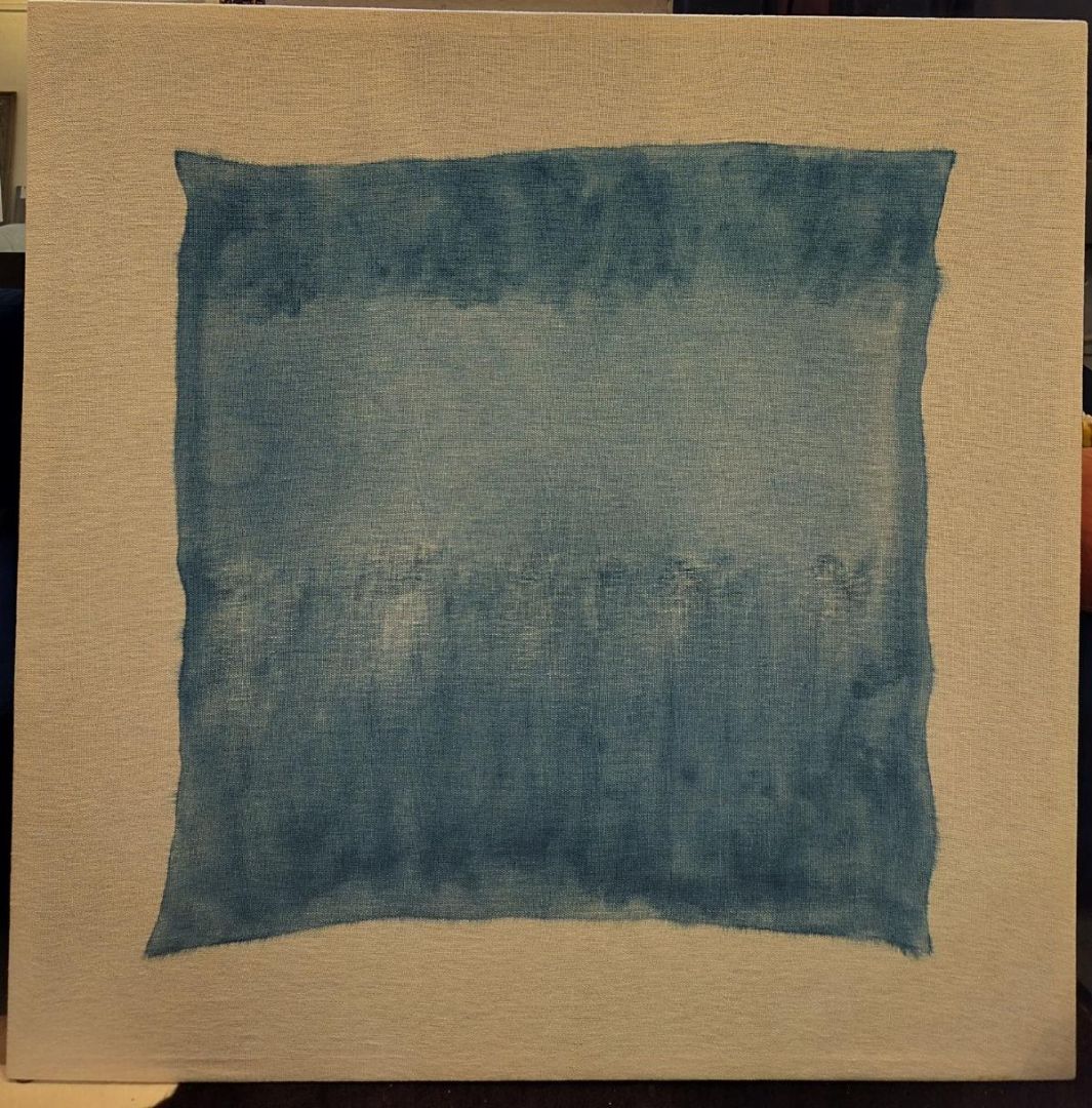 Blue Tones Square Contemporary Fabric Art.