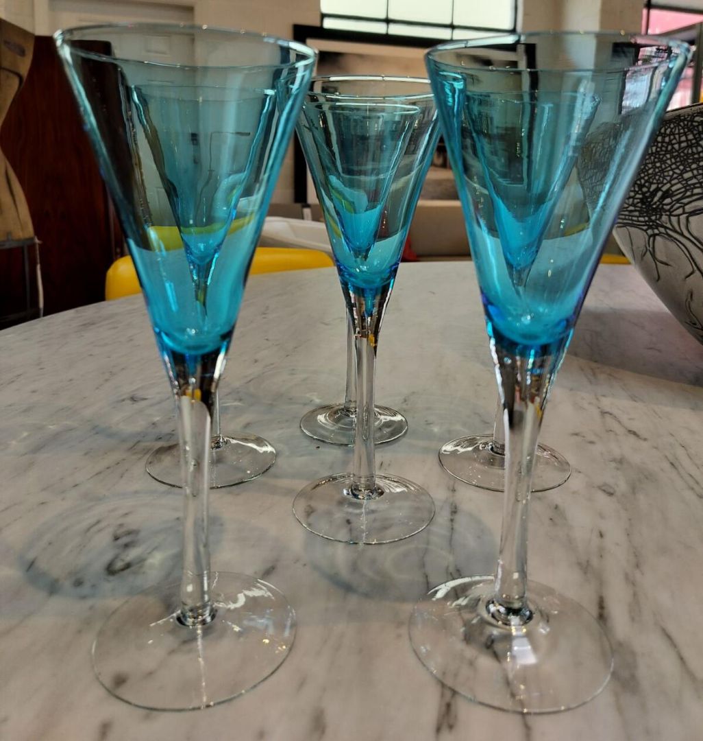 Sky Blue Crystal Wine Glasses.