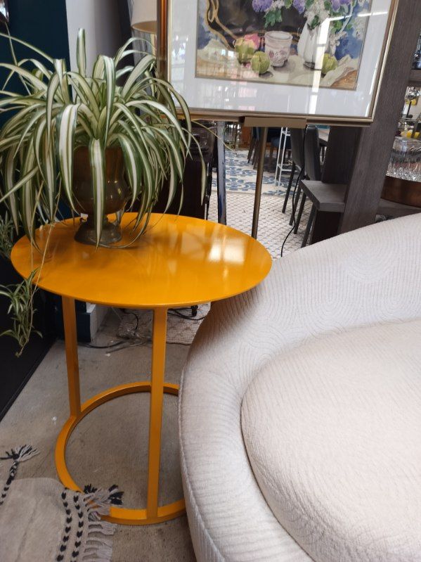 *RH Mercer indoor/outdoor Side Table Powdercoated in Sunflower Yellow