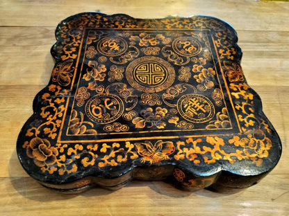 Vintage Asian Lacquer Box with Lid