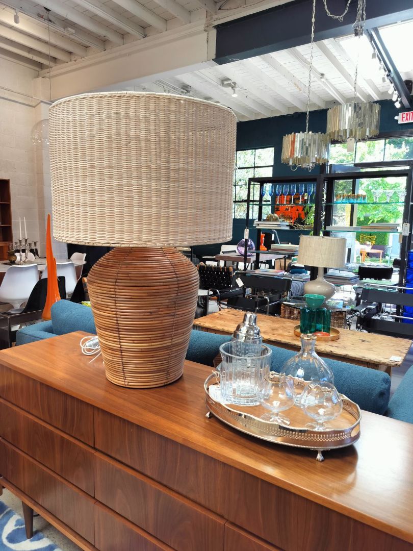 Serena &amp; Lily Freeport Rattan Table Lamp. Staging. (Reg. $699)