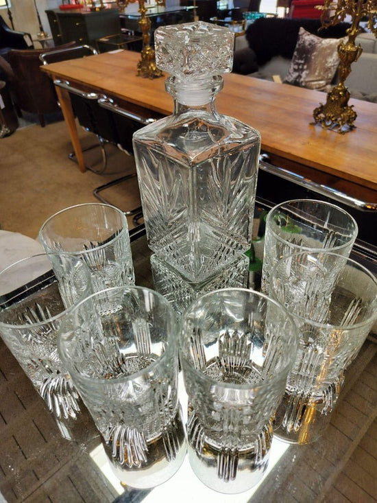 Vintage Italian Whiskey Set Decanter & Six Glasses