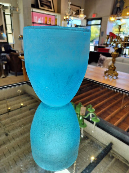 Frosted Coastal Blue Glass Vase