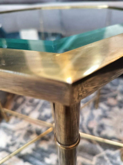 Hexagon Mastercraft Table in Antique Brass