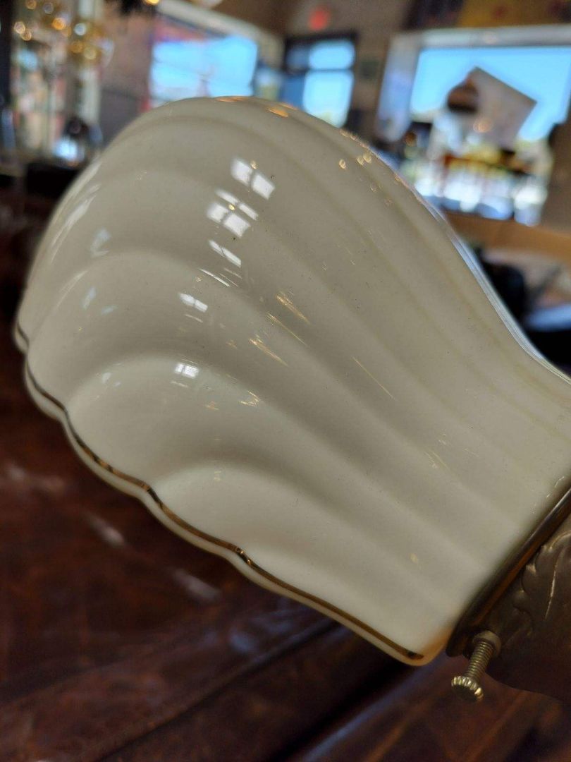 Vintage Pharmacy Lamp with Porcelain Shade and Brass Base &amp; fittings