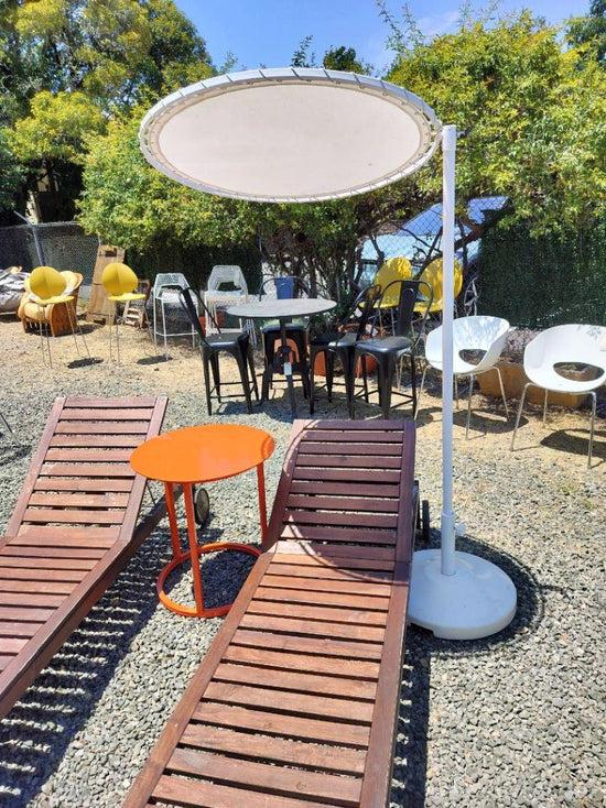 CB2 Round Sun Shade White with Base. Adjustable.