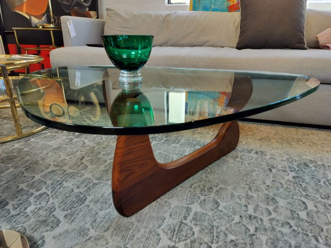 Herman Miller Noguchi Coffee Table with Walnut Base. Signed.