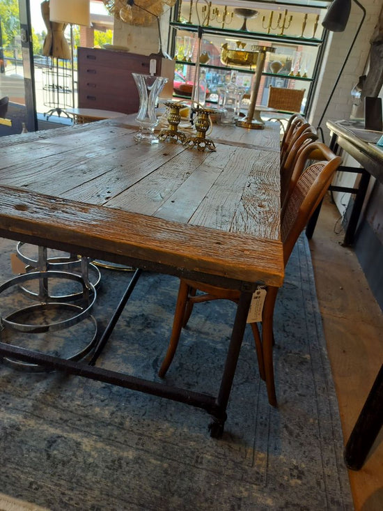 RH Flatiron Table - Reclaimed Wood & Iron Table