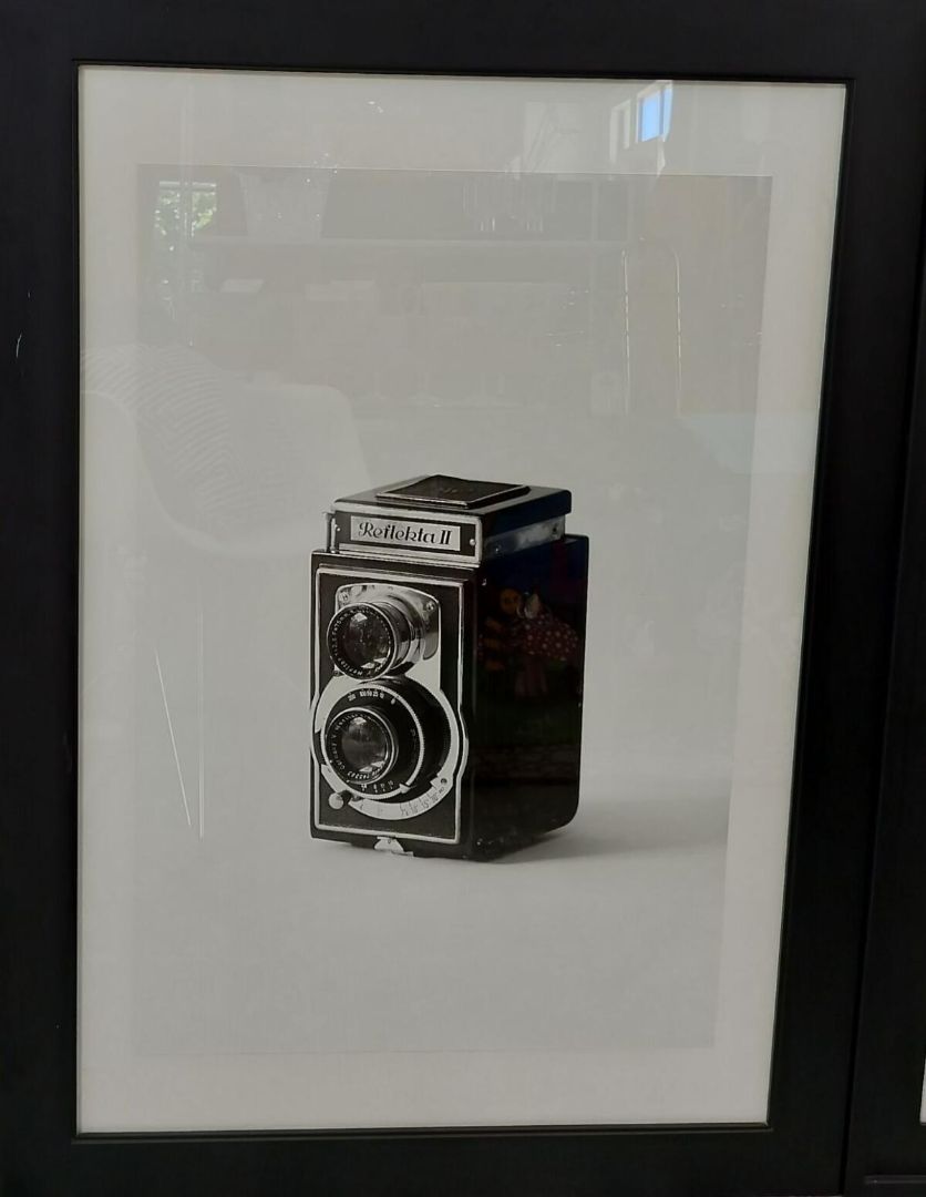 Framed Original Black &amp; White Photo of Vintage Camera