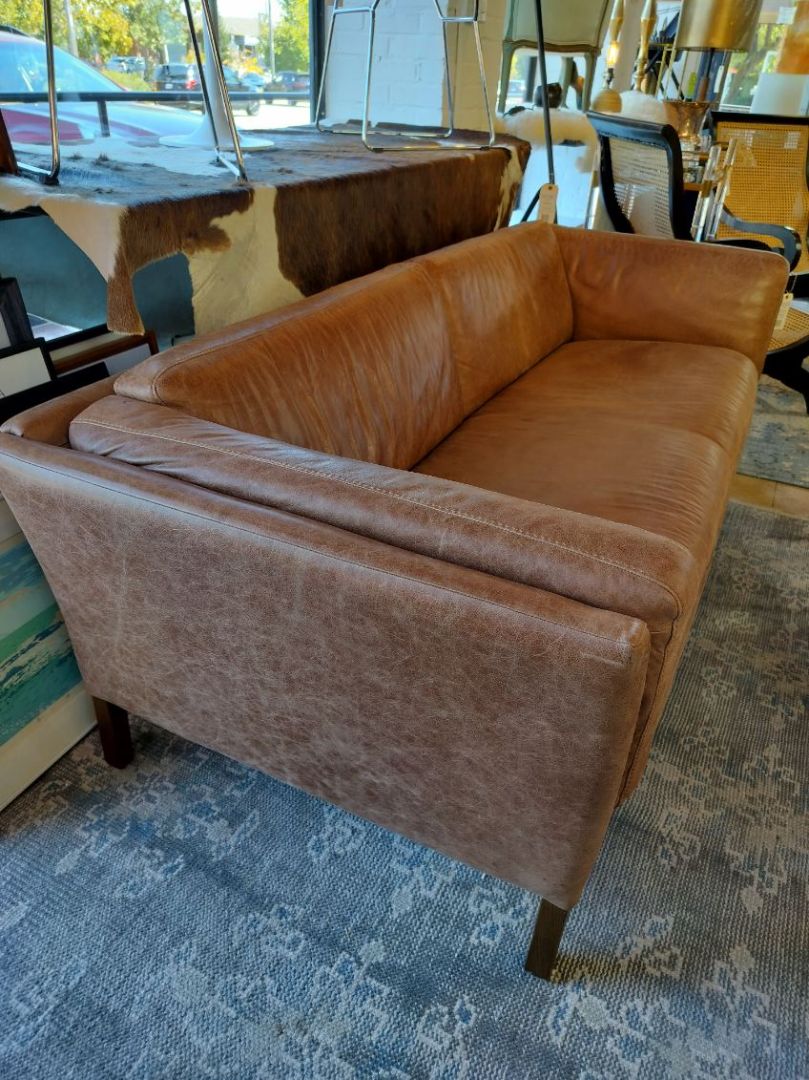 Custom Cognac Leather Sofa