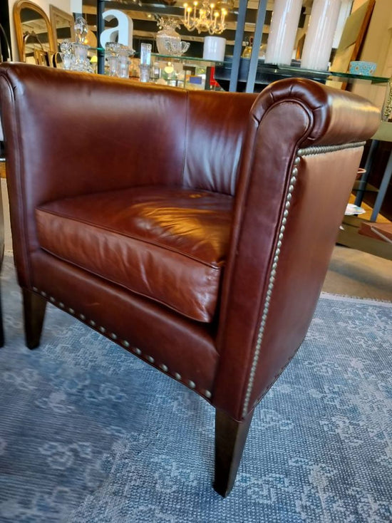 Humphrey Cognac Barrel Leather Chair by Mitchell Gold & Bob Williams