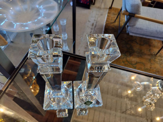 Shannon Crystal Vintage Candle Holders. PAIR.