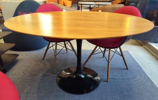 Tulip Style Table with Walnut Top & Black Base