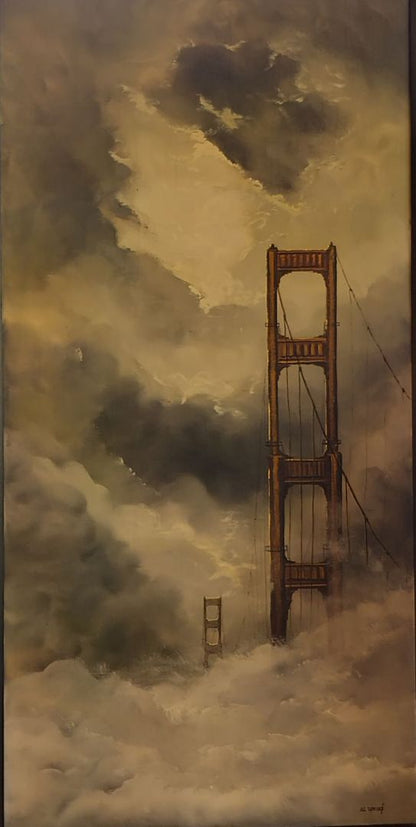 Vintage AI Devens Painting Golden Gate Bridge San Francisco