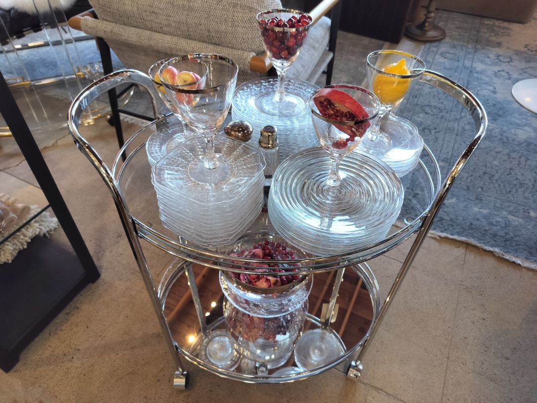 Chrome MCM Oval Bar Cart