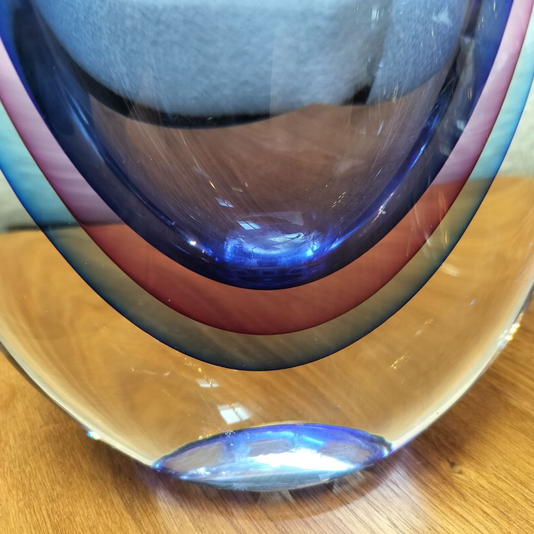 Murano Flavio Poli, prod. Seguso Murano Glass Sommerso Vase, cca. 1970s