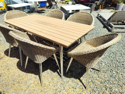 Aluminum Patio Dining Table &amp; Six Chairs SET