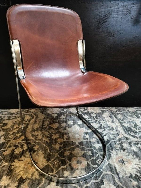 MCM Vintage Willie Rizzo for Cidue Italian Chrome & Leather Chairs (1970"s) - each